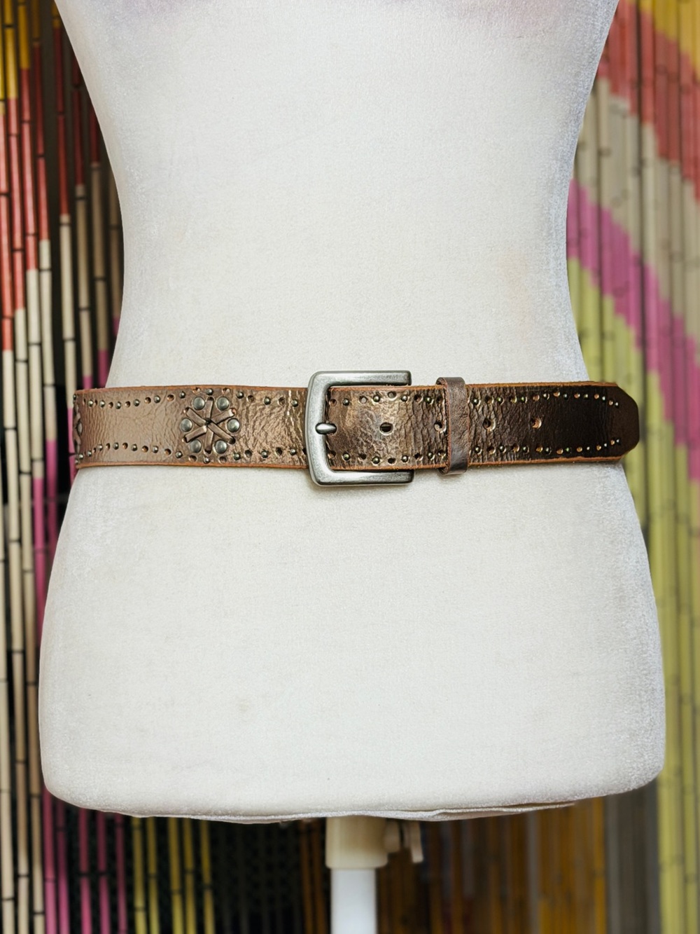 90s Y2K Fossil Western Boho Leather Studded Belt